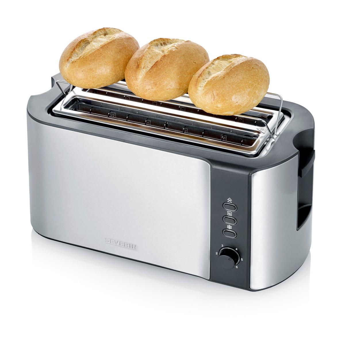 Toaster AT 2590 max. 1400 Watt - Edelstahlfarben/Schwarz, Kunststoff/Metall (38/16,5/19cm) - Severin