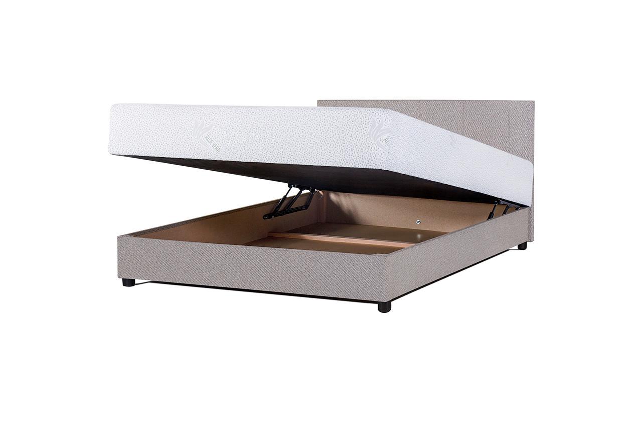 Kárpitozott Ágy Spina - szürkésbézs, Konventionell, faalapú anyag/textil (140/200cm)