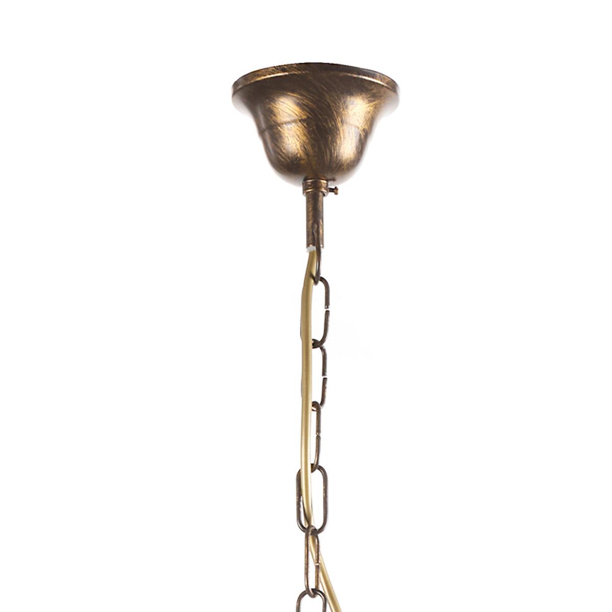 Kronleuchter Miranda Bronze/Olivgün max. 6 Watt - Bronzefarben/Olivgrün, KONVENTIONELL, Glas/Metall (90/130cm)