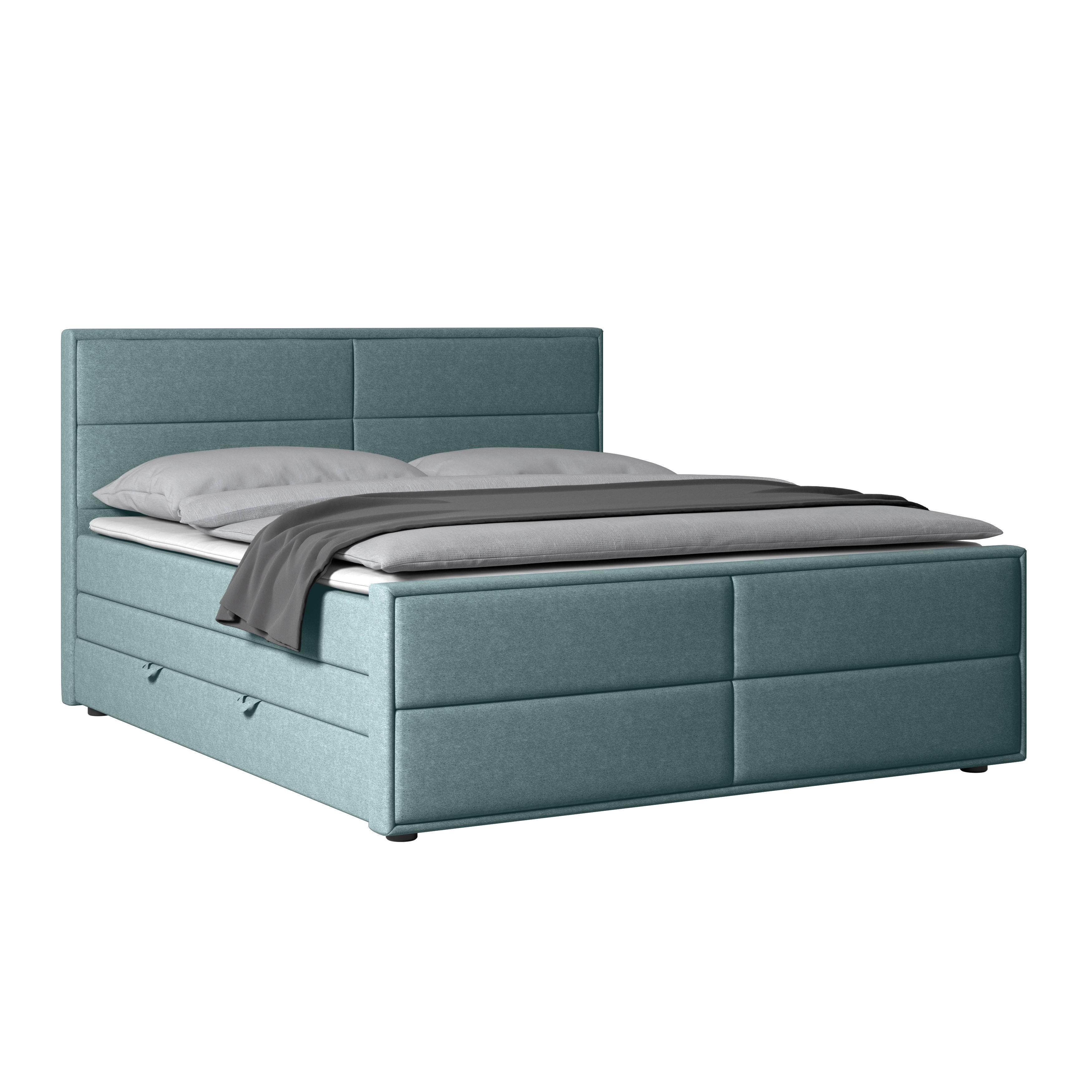 Boxspringbett Palermo ca. 180x200 cm Blau - Blau, MODERN, Holz/Kunststoff (180/200cm) - MID.YOU