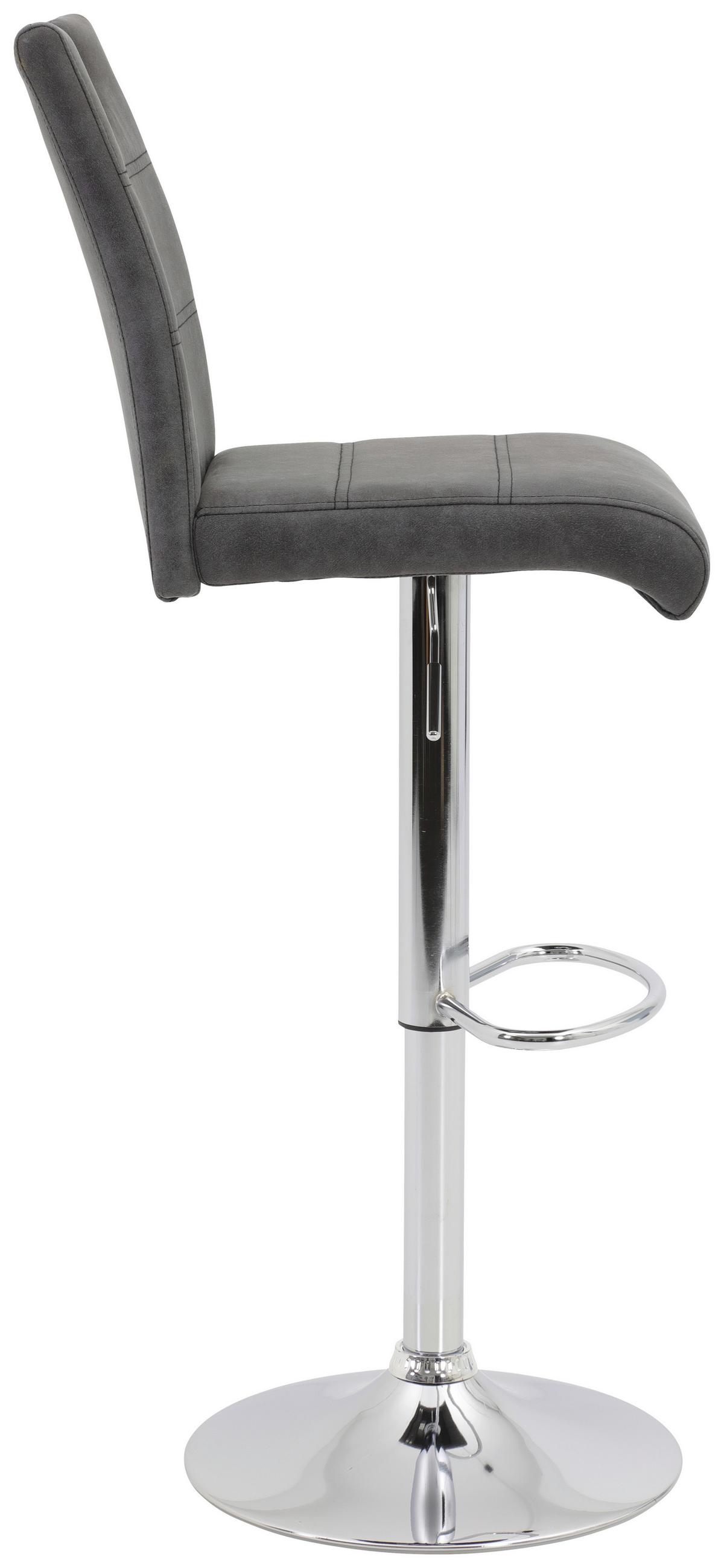 STOŁEK BAROWY MIRANDA II H - antracytowy/kolor chromowy, Konventionell, metal/tkanina (38/97-119/50cm) - Carryhome