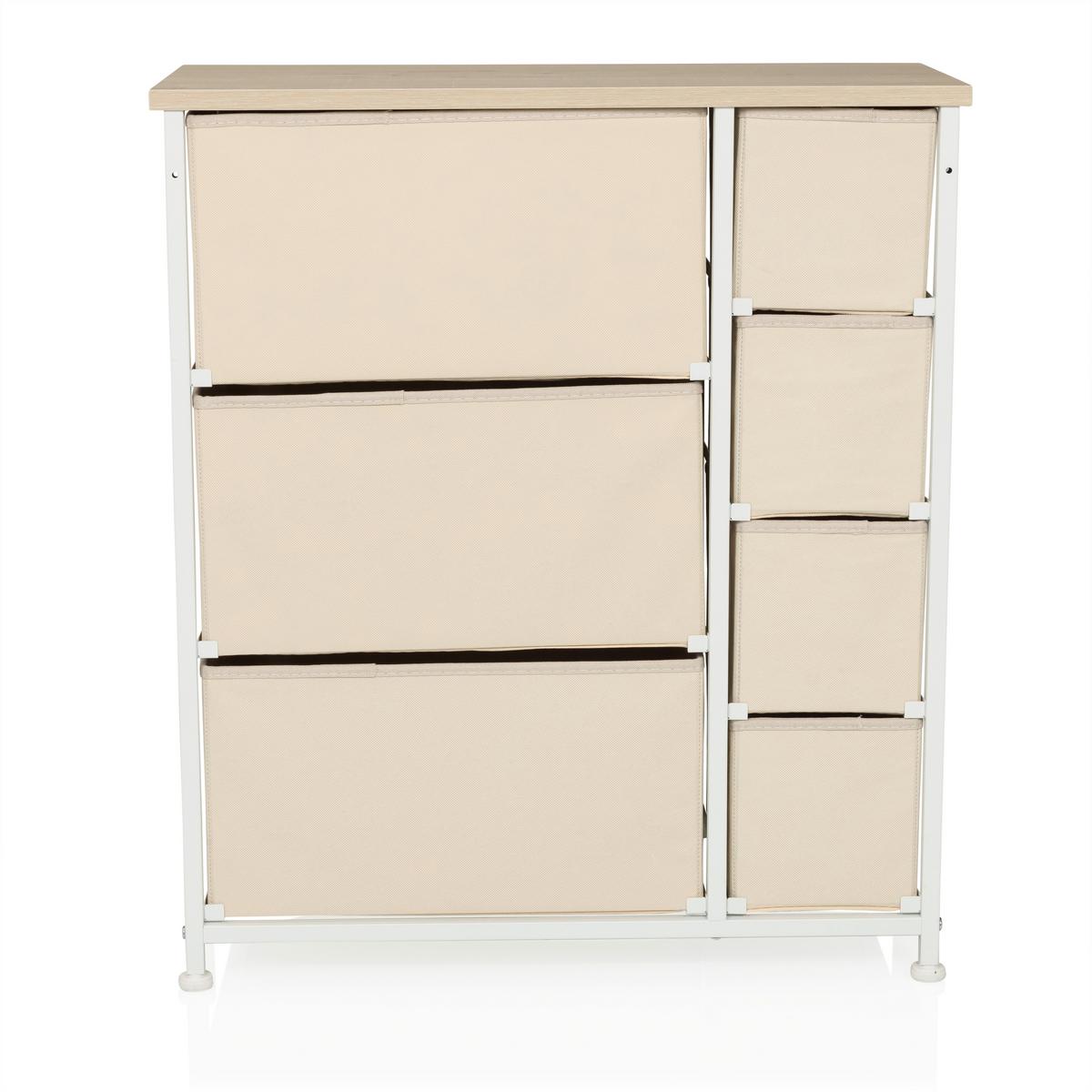 Komoda Foldress B, Bež - bela/bež, Moderno, umetna masa/tekstil (63,5/73/30cm) - MID.YOU