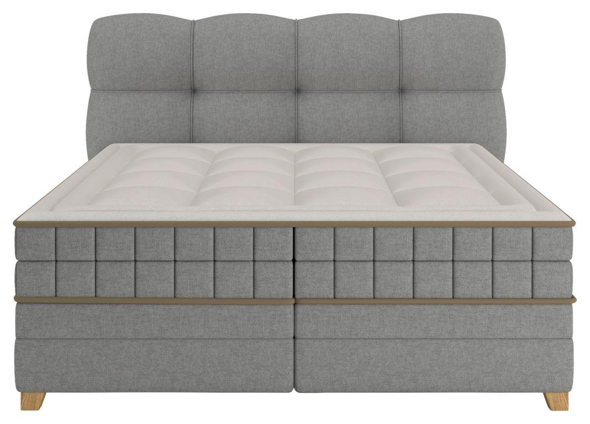 Boxspringbett Bianco Anthrazit ca. 180x200cm - Grau, KONVENTIONELL, Holz/Holzwerkstoff (180/200cm) - Premium Living