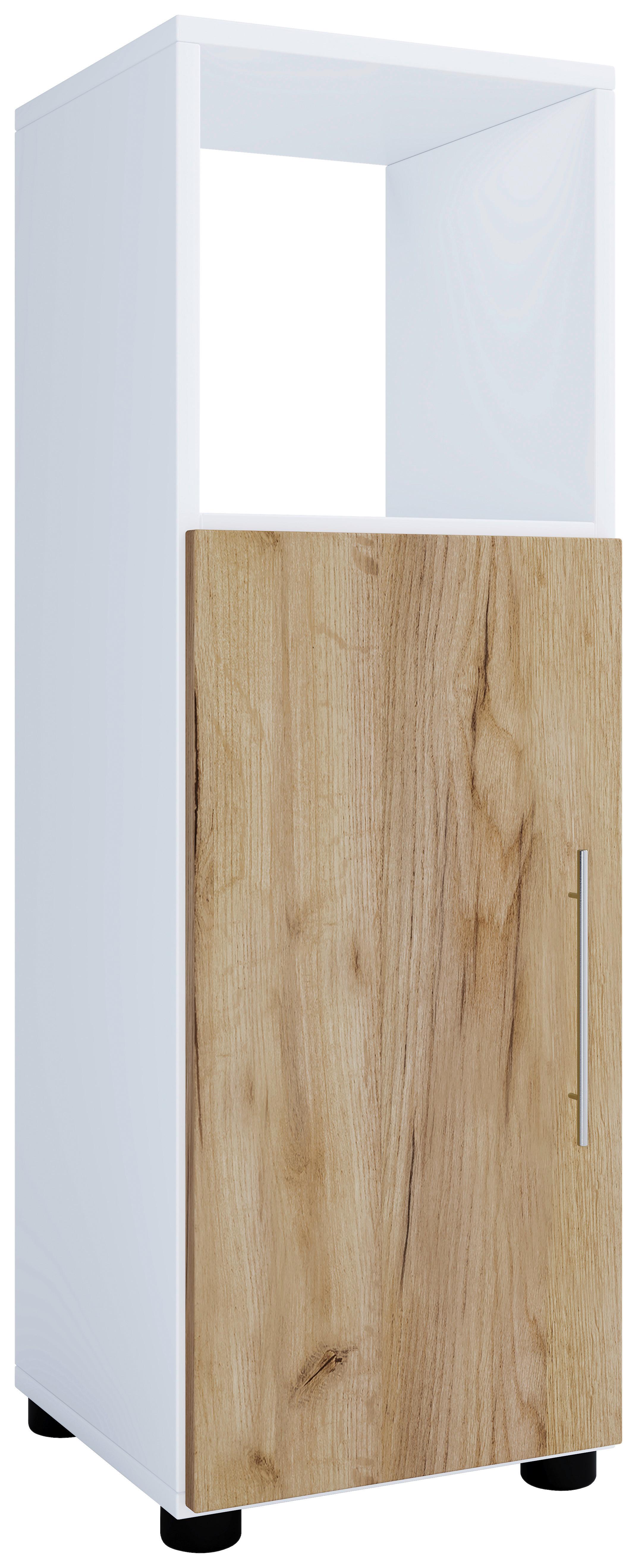 Unterschrank Flandu ca. 31x93 cm Honigeiche/Weiß - Honigeiche/Silberfarben, MODERN, Holzwerkstoff/Kunststoff (31/93/30cm) - MID.YOU