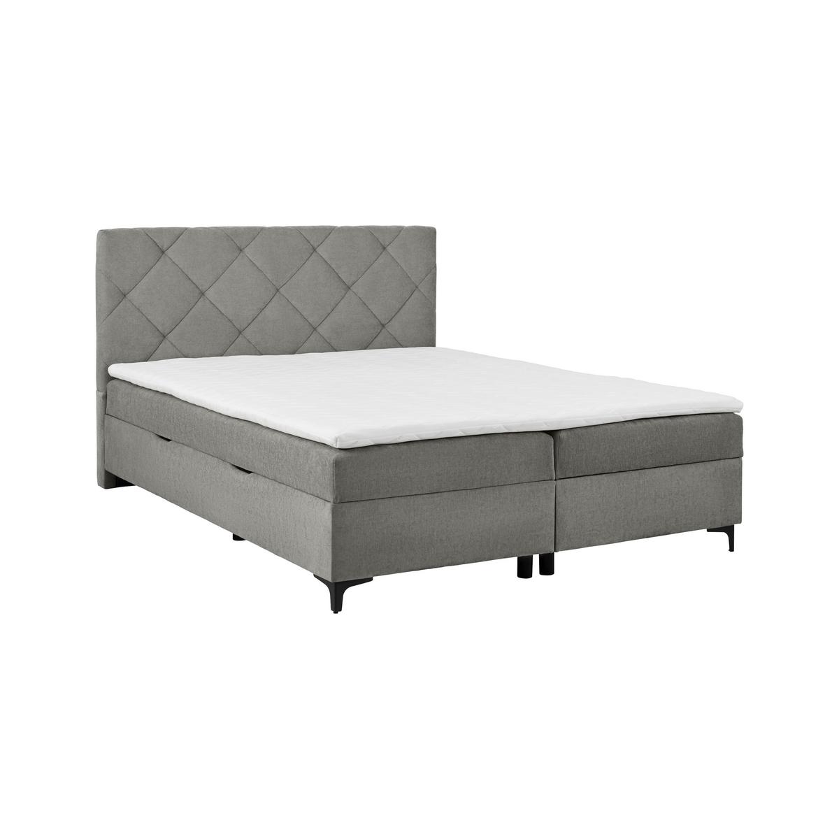 Boxbett Wind Dunkelgrau ca. 160x200cm - Dunkelgrau/Schwarz, KONVENTIONELL, Textil/Metall (160/200cm) - Mömax