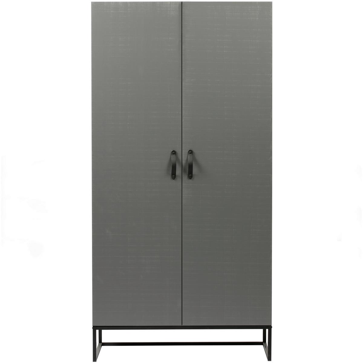 Drehtürenschrank Morris Grau/Schwarz - Schwarz/Grau, Design, Leder/Holz (100/195/53cm) - Livetastic