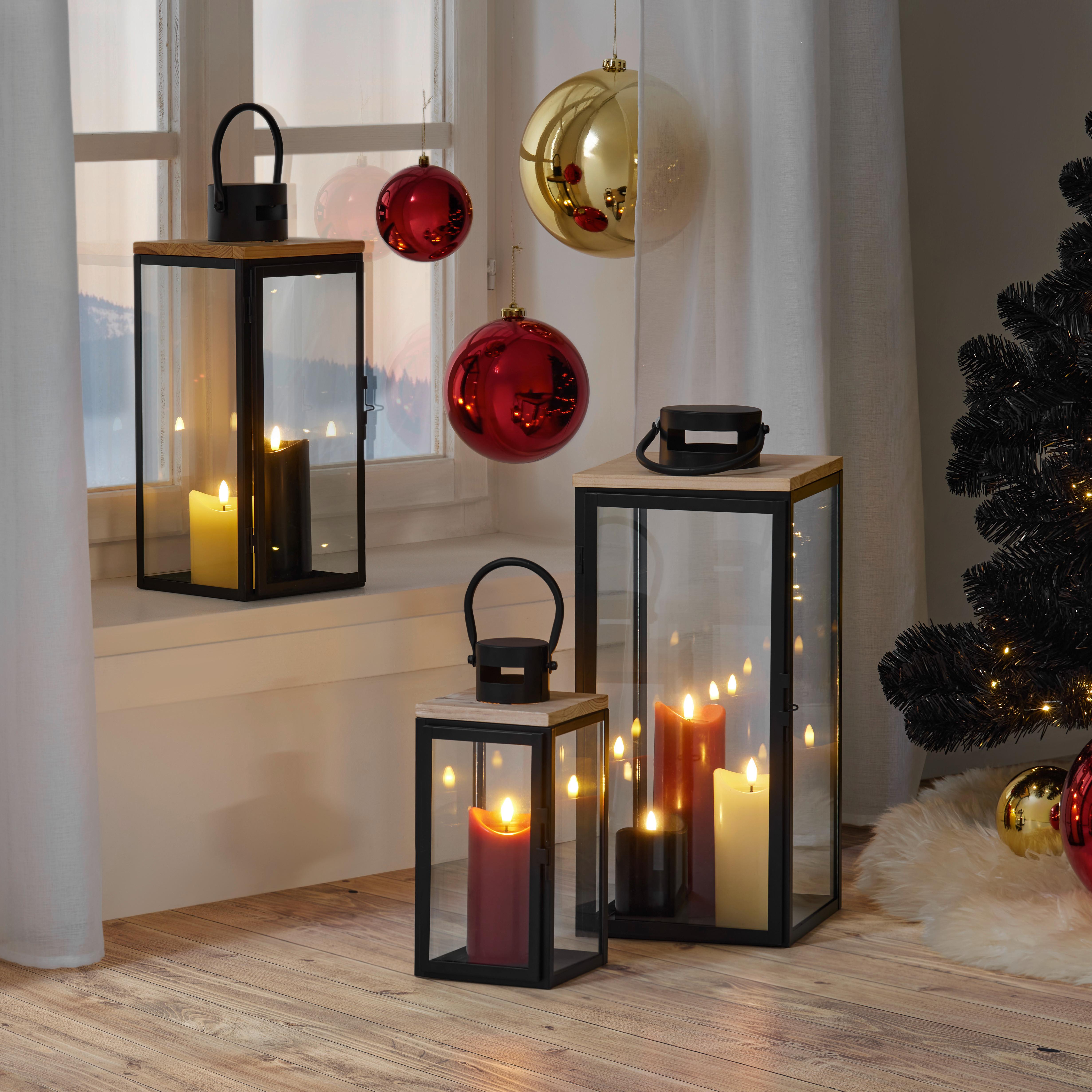 Laterna Pure - črna, kovina/steklo (13/29/14cm) - Premium Living