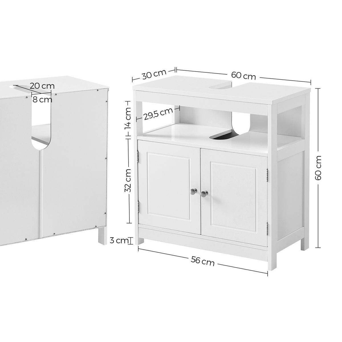 WASCHBECKENUNTERSCHRANK WASHBASIN CABINET - Weiß, MODERN, Holzwerkstoff/Metall (60/60/30cm) - MID.YOU