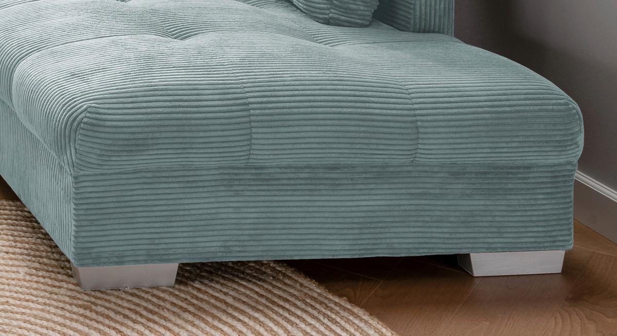 Wohnlandschaft Alvito Hellblau Cord - Silberfarben/Petrol, Design, Holz/Textil (298/202cm) - MID.YOU