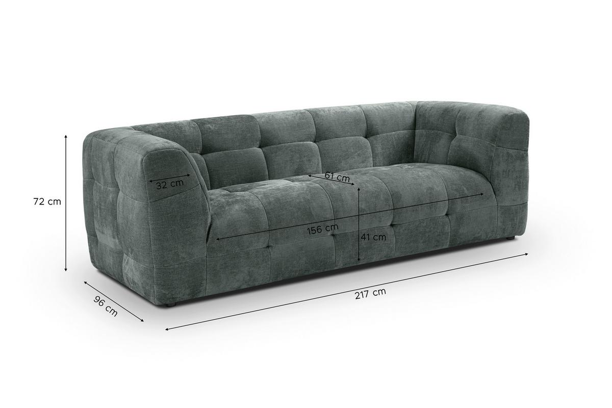 3-Sitzer-Sofa Tenso Petrol - Petrol/Schwarz, Basics, Holz/Kunststoff (217/72/96cm) - MID.YOU