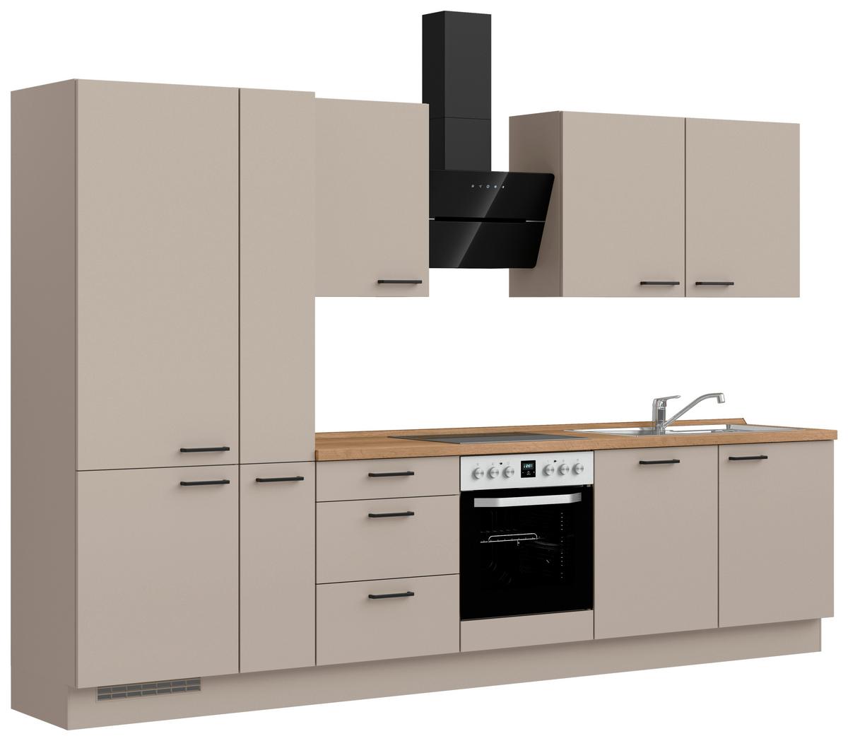 Küchenleerblock Easytouch High o. Geräte Sandfarben - Sandfarben/Eichefarben, MODERN, Holzwerkstoff/Metall (330cm) - Nobilia