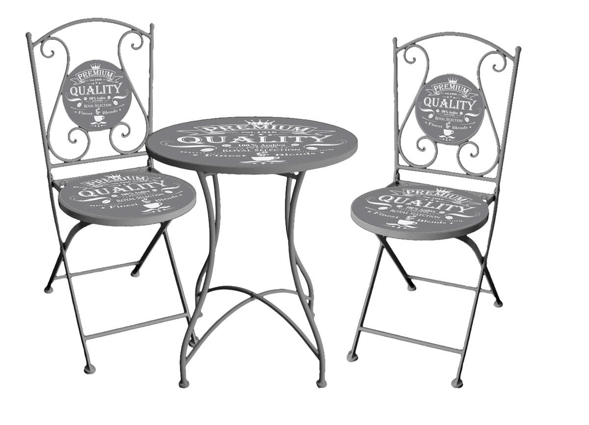 Balkonset 3-tlg. Metall Dunkelgrau - Dunkelgrau, Basics, Metall (60/70cm) - Gardenson