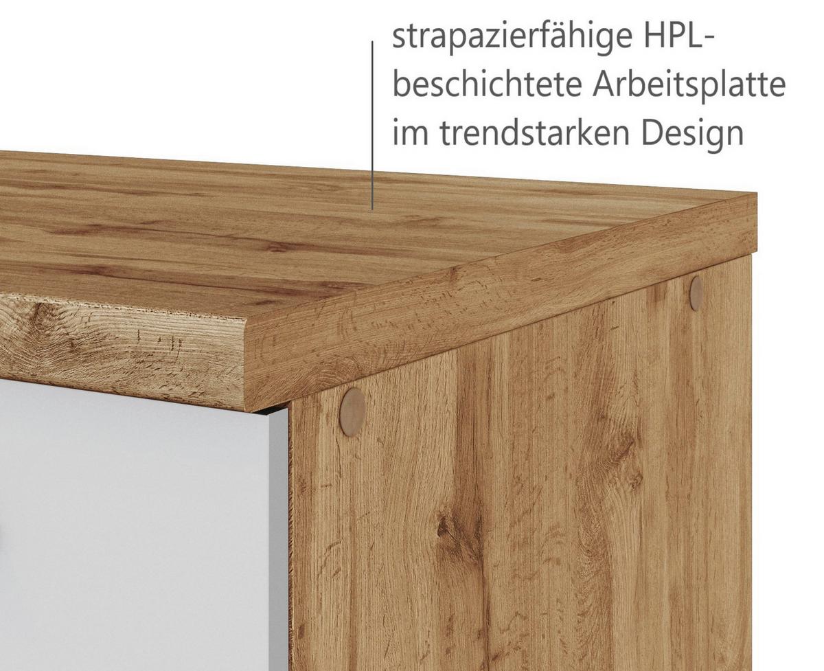 Backofen-/Kühlschrank Umbauschrank Florenz ca. 60 cm - Eiche Wotan/Weiß, Design, Holzwerkstoff/Metall (60/165/60cm) - Held