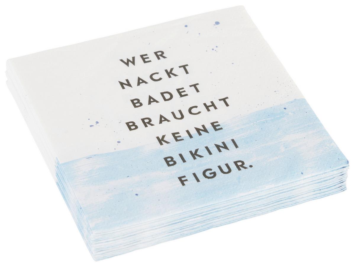 Cocktailserviette Linda in Blau/Weiß ca. 25x25cm - Blau/Weiss, Konventionell, Papier (25cm)