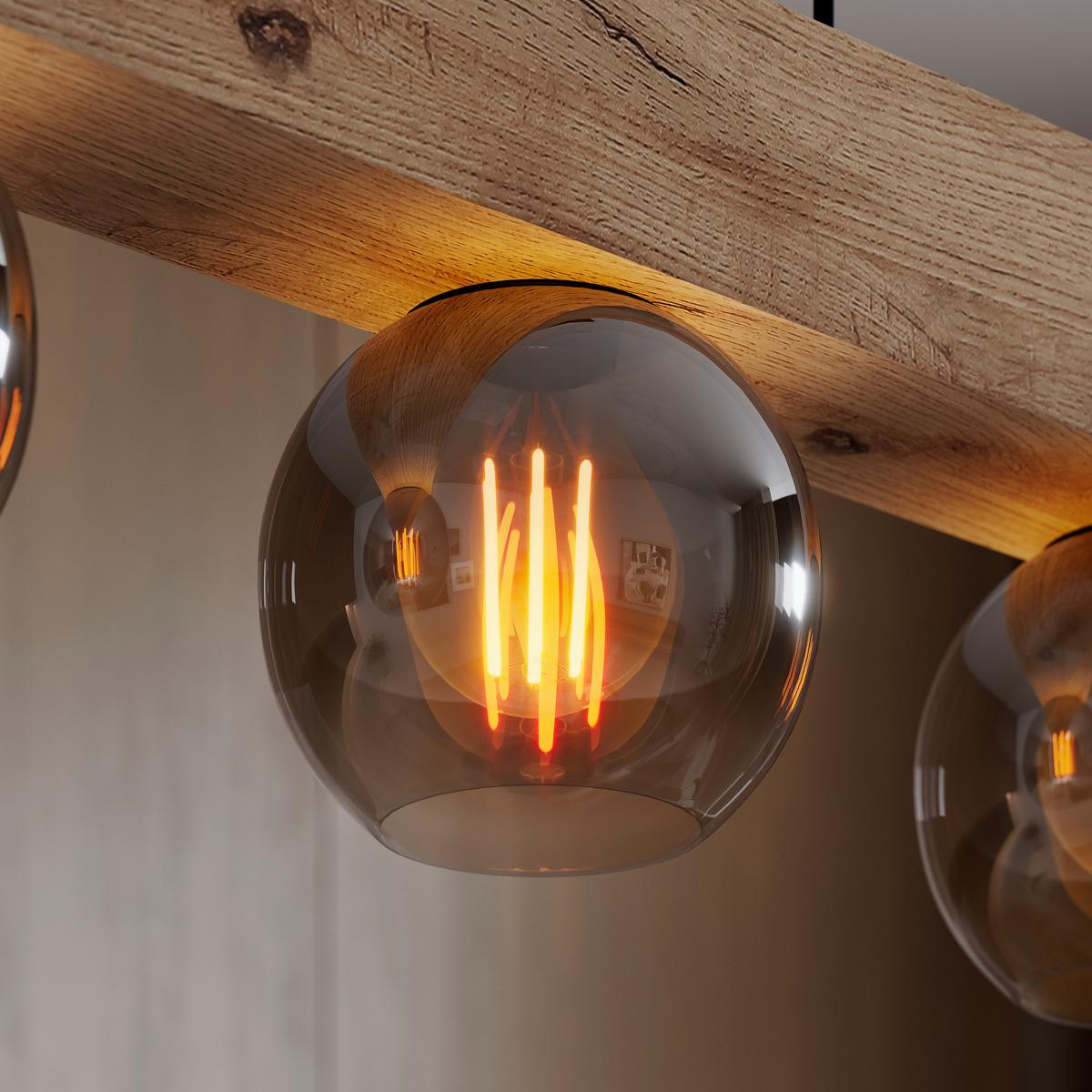 Svjetiljka Viseća 15656-5h Moitas - prirodne boje/crna, Natur, staklo/drvni materijal (115/15/120cm) - Globo