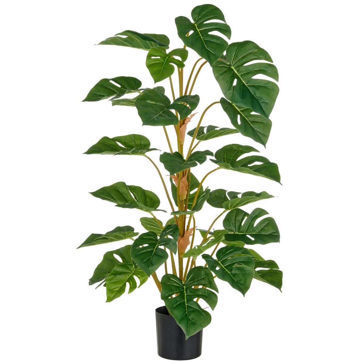 Kunstpflanze Split- Philodendron Grün ca. 90cm - Schwarz/Braun, Basics, Kunststoff (90cm) - P & B