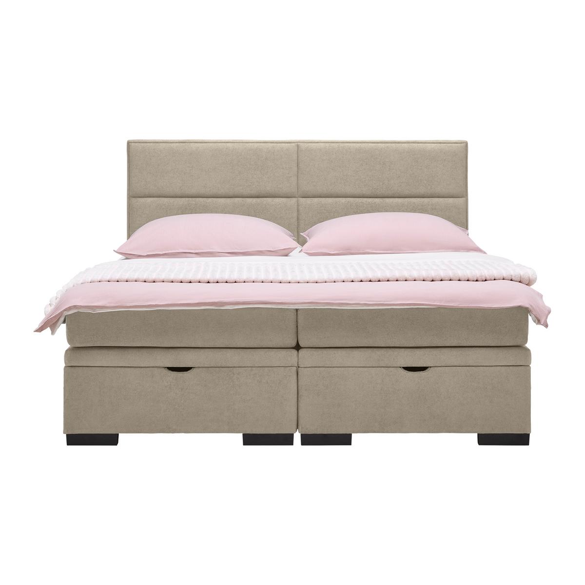 Boxspring Krevet Ethan - crna/sivo-bež, Moderno, tekstil/plastika (180/200cm) - Premium Living