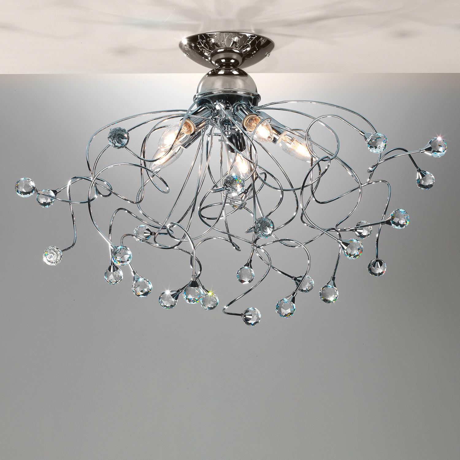 Deckenleuchte Trilly Chromfarben max. 6 Watt - Chromfarben, KONVENTIONELL, Glas/Metall (60/42cm)