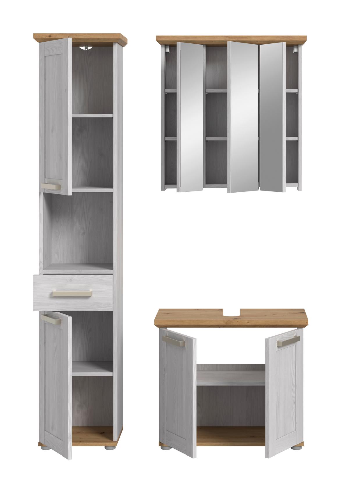 Badezimmer Verona Lärchenfarben/Eiche Artisan - Silberfarben/Lärchefarben, Trend, Glas/Holzwerkstoff (108cm) - MID.YOU