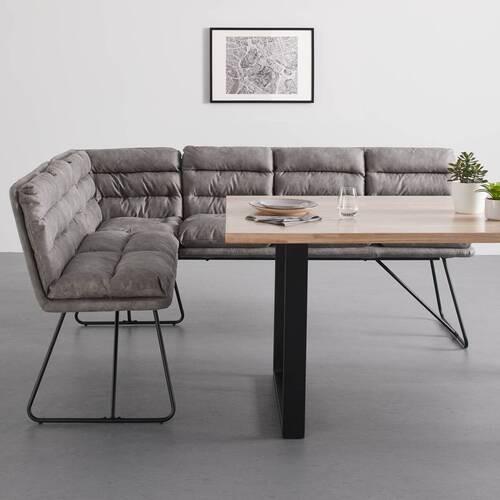 Sitzbank Kona Grau Webstoff Gepolstert - Schwarz/Grau, MODERN, Holz/Textil (135/180cm) - Bessagi Home