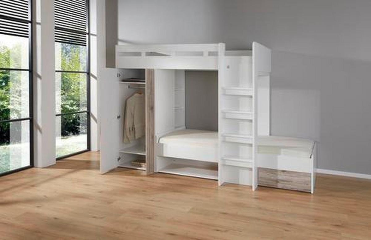 Pograd Maxi, Bela, 90x200cm - barve hrasta/bela, Konvencionalno, leseni material (269/180/115cm)