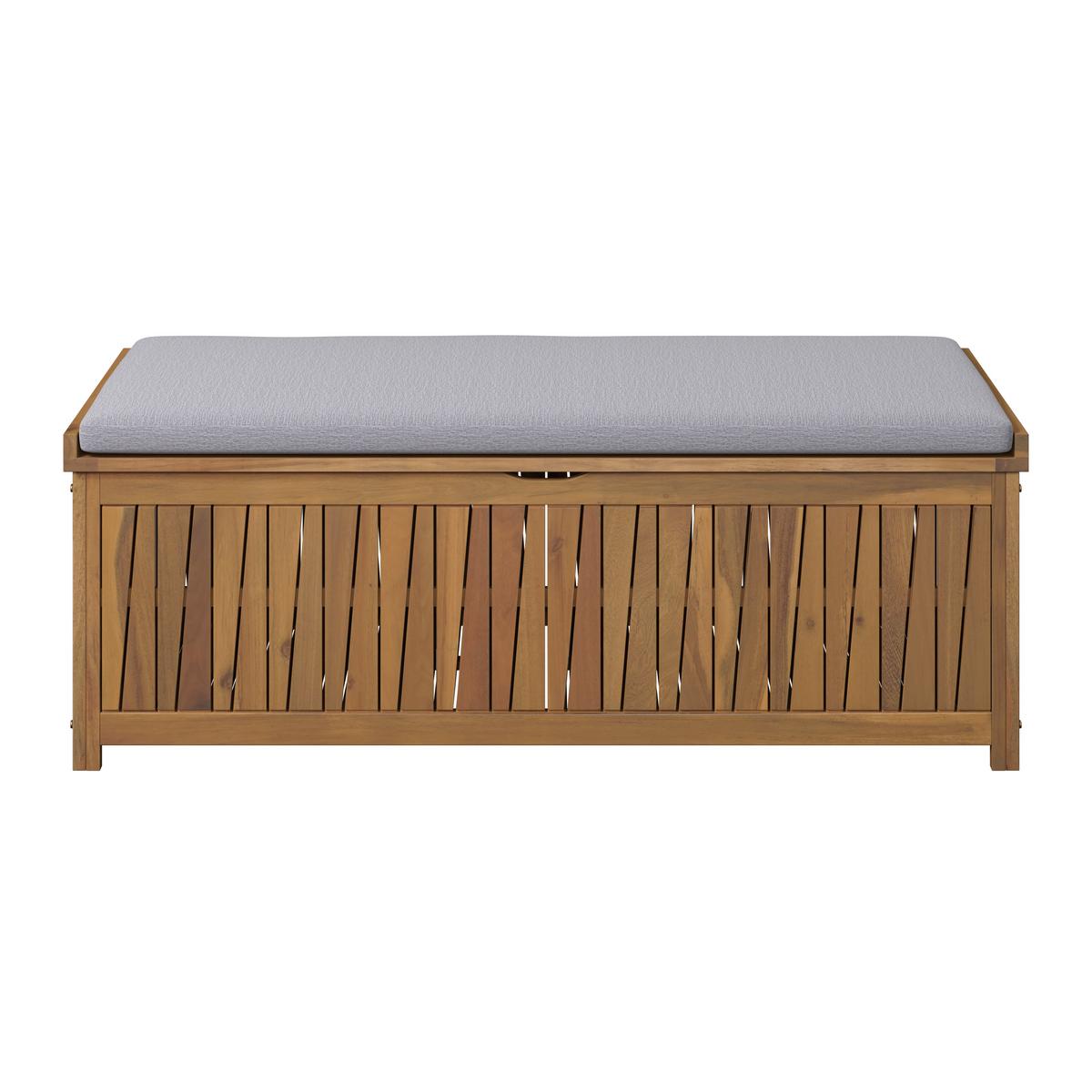 SKRZYNIA OGRODOWA SABAH - kolor akacjowy/szary, Modern, tkanina/drewno (140/50/60cm) - Ambia Garden