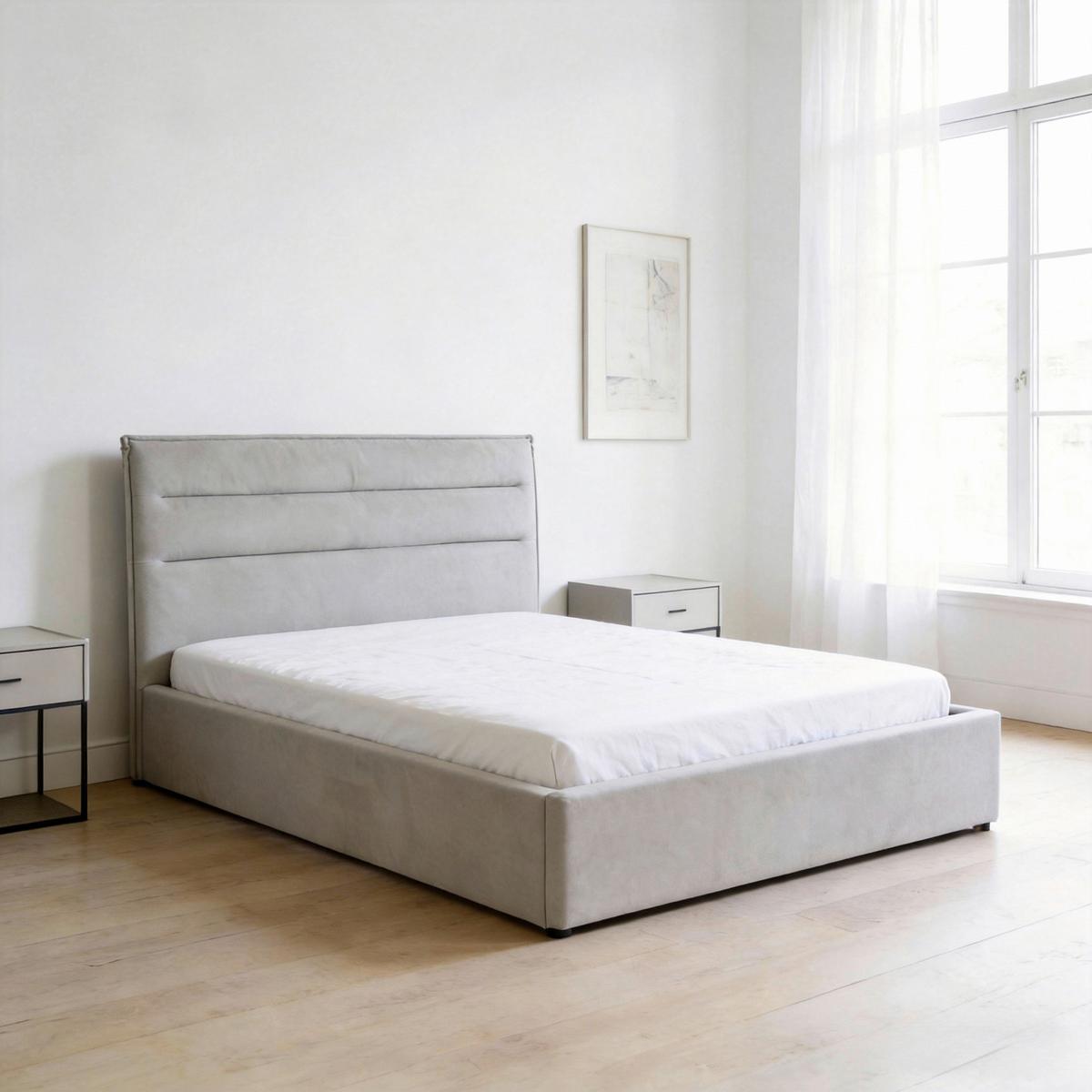 Polsterbett Sienna Hellgrau ca. 120x200cm - Hellgrau/Schwarz, LIFESTYLE, Holz/Kunststoff (120/200cm) - Based