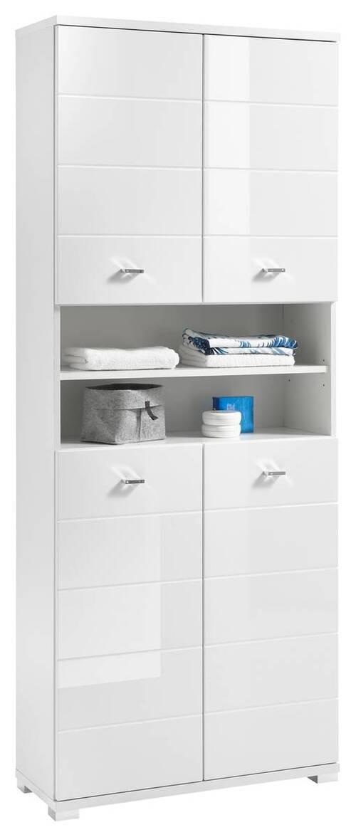 Visoka Omara Pool, Bela, Stoječa - srebrne barve/bela, Basics, umetna masa/leseni material (76/190/31cm) - Modern Living