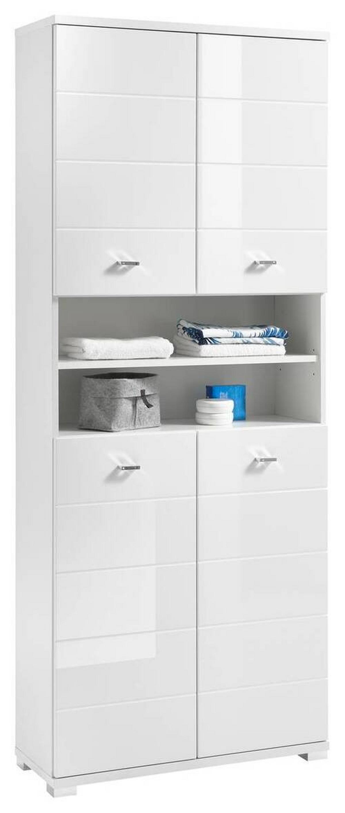 Visoka Omara Pool, Bela, Stoječa - srebrne barve/bela, Basics, umetna masa/leseni material (76/190/31cm) - Modern Living