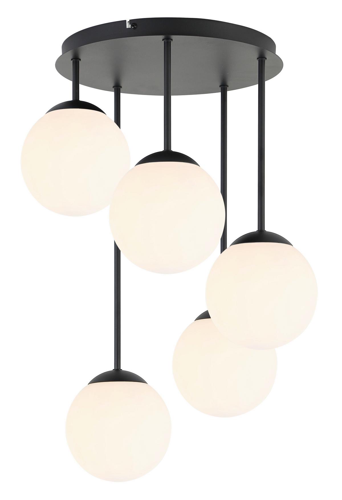 Deckenleuchte Whit Schwarz/Weiß max. 25 Watt - Schwarz/Weiß, MODERN, Glas/Metall (42/59.5cm)