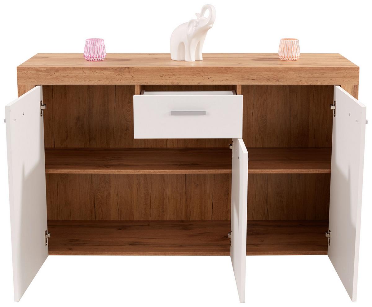 Comodă Focus - alb/culoare lemn stejar, Modern, material pe bază de lemn (133,9/79/39cm) - Modern Living