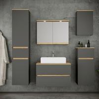 Badezimmer Cosila - Honigeiche/Weiss, Trend, Keramik/Holzwerkstoff (160cm) - MID.YOU
