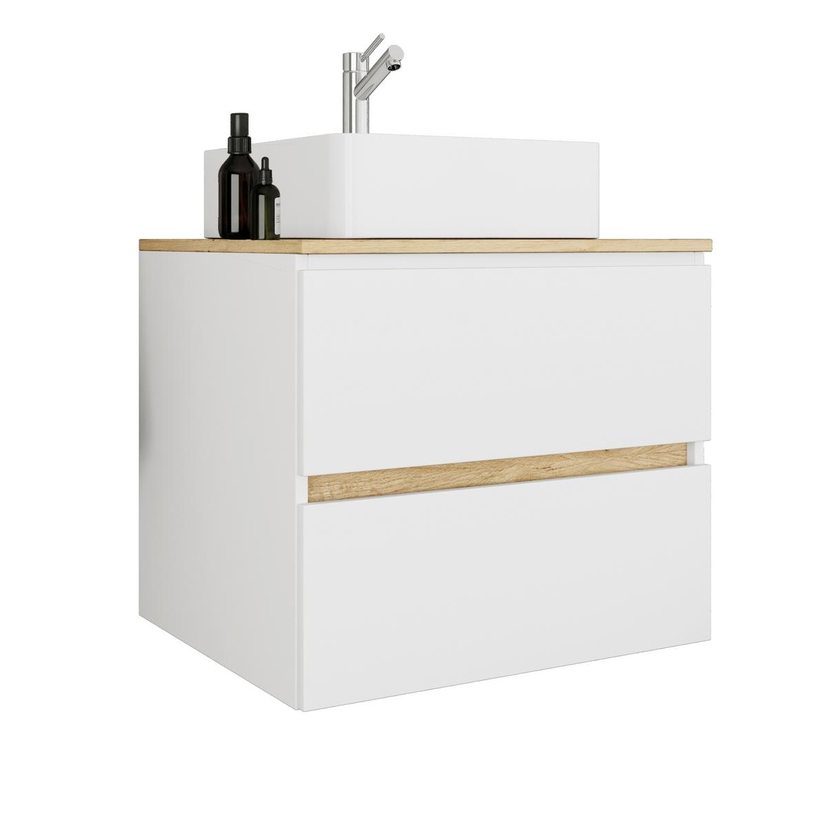 Badezimmer Cosila - Honigeiche/Weiss, Trend, Keramik/Holzwerkstoff (60/67/51cm) - MID.YOU