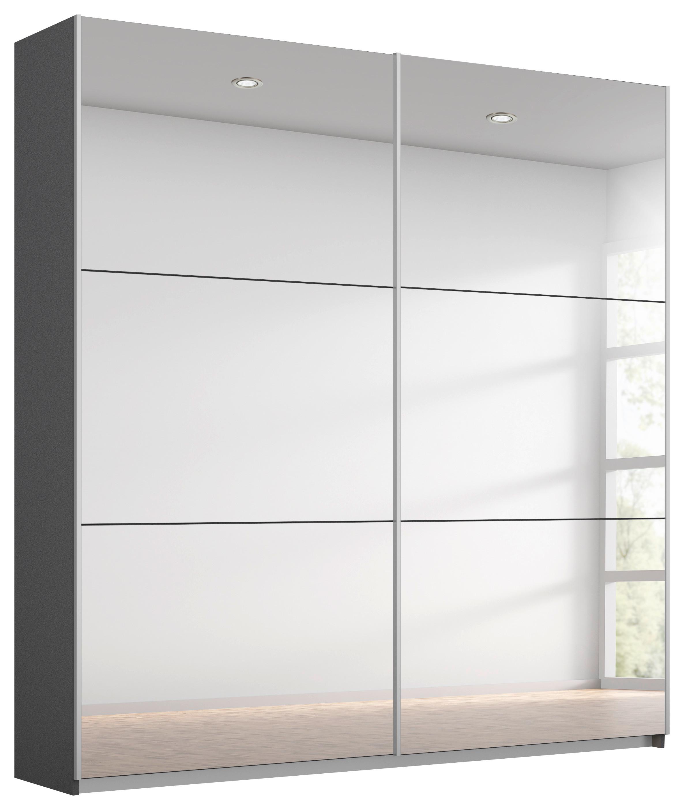 DULAP USI CULISANTE REFLECT - argintiu/grafit, Modern, sticlă/material pe bază de lemn (175/210/59cm)