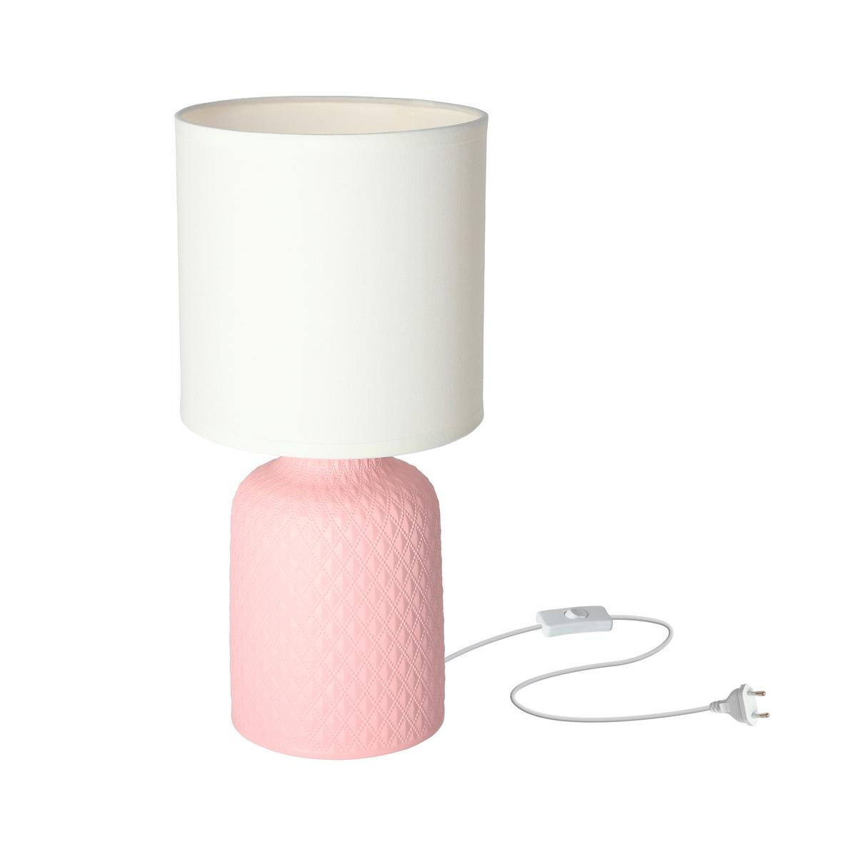Stolna Svjetiljka 41-79855 - pink/bijela, Basics, metal/tekstil (15/15/32cm)