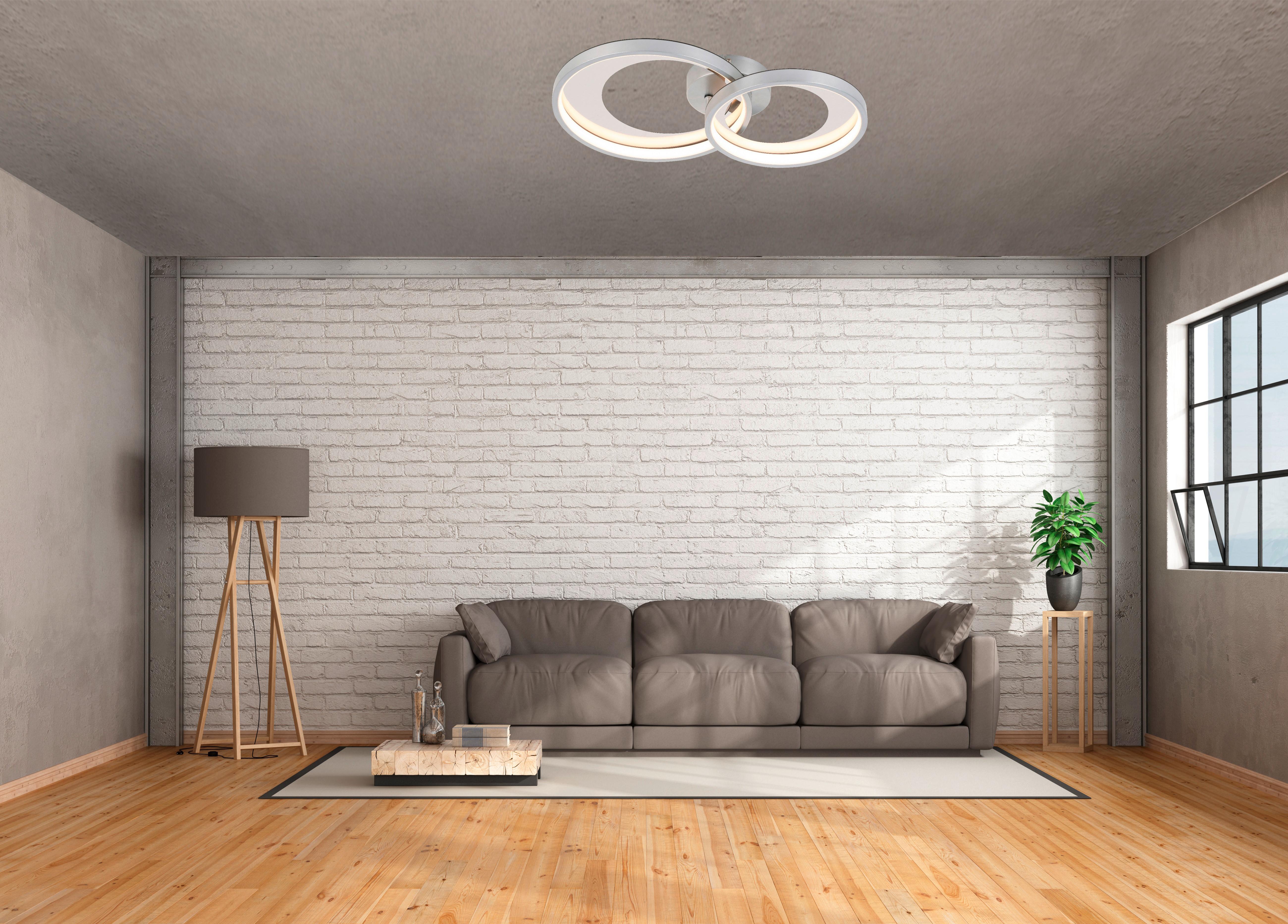 Plafonieră cu LED LUKI - argintiu/culoare crom, Modern, plastic/metal (55cm) - Modern Living