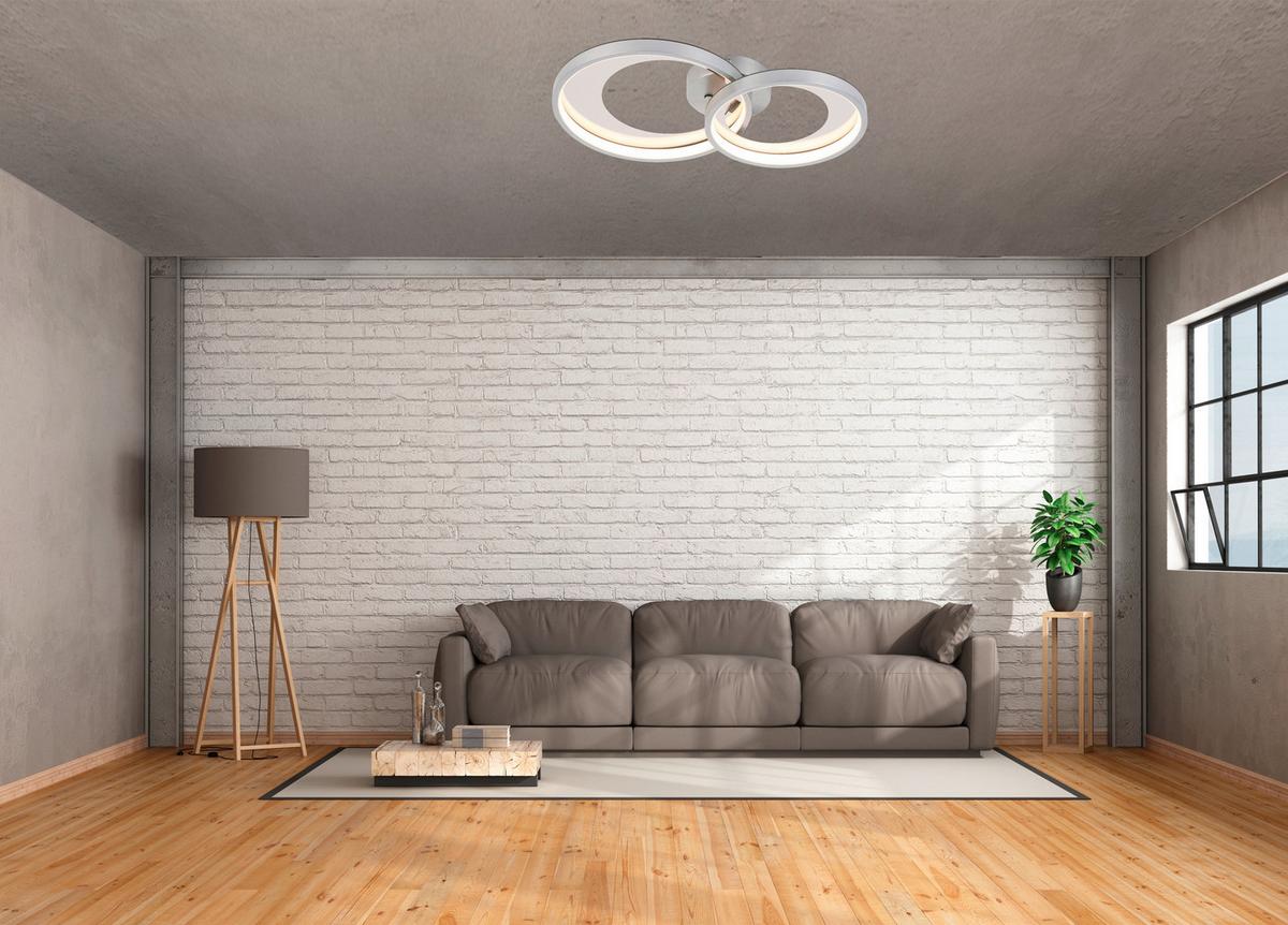 Plafonieră cu LED LUKI - argintiu/culoare crom, Modern, plastic/metal (55cm) - Modern Living
