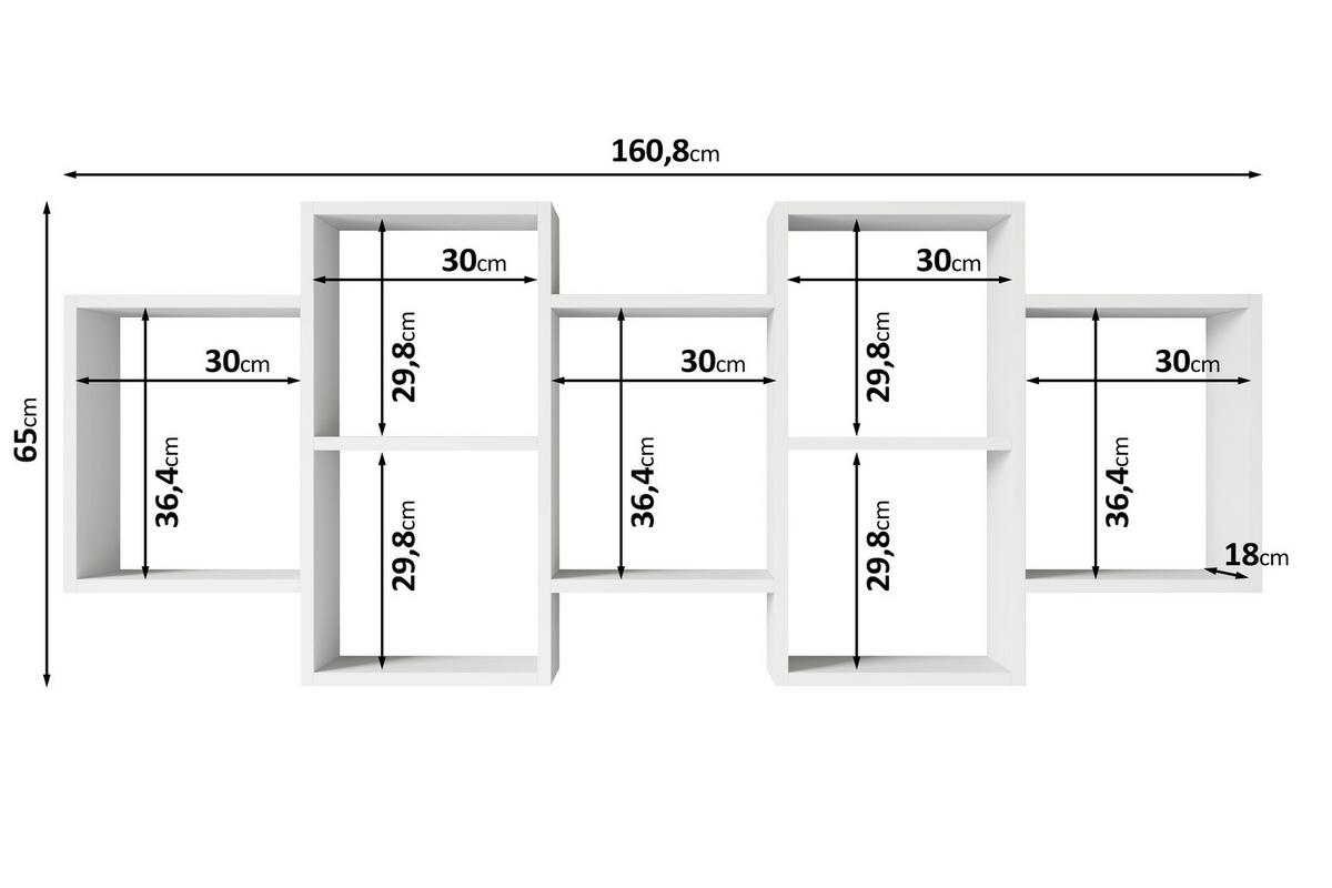 Stenski Regal Trio, Barva Hrasta - hrast wotan, Basics, leseni material (160,8/65cm) - P & B