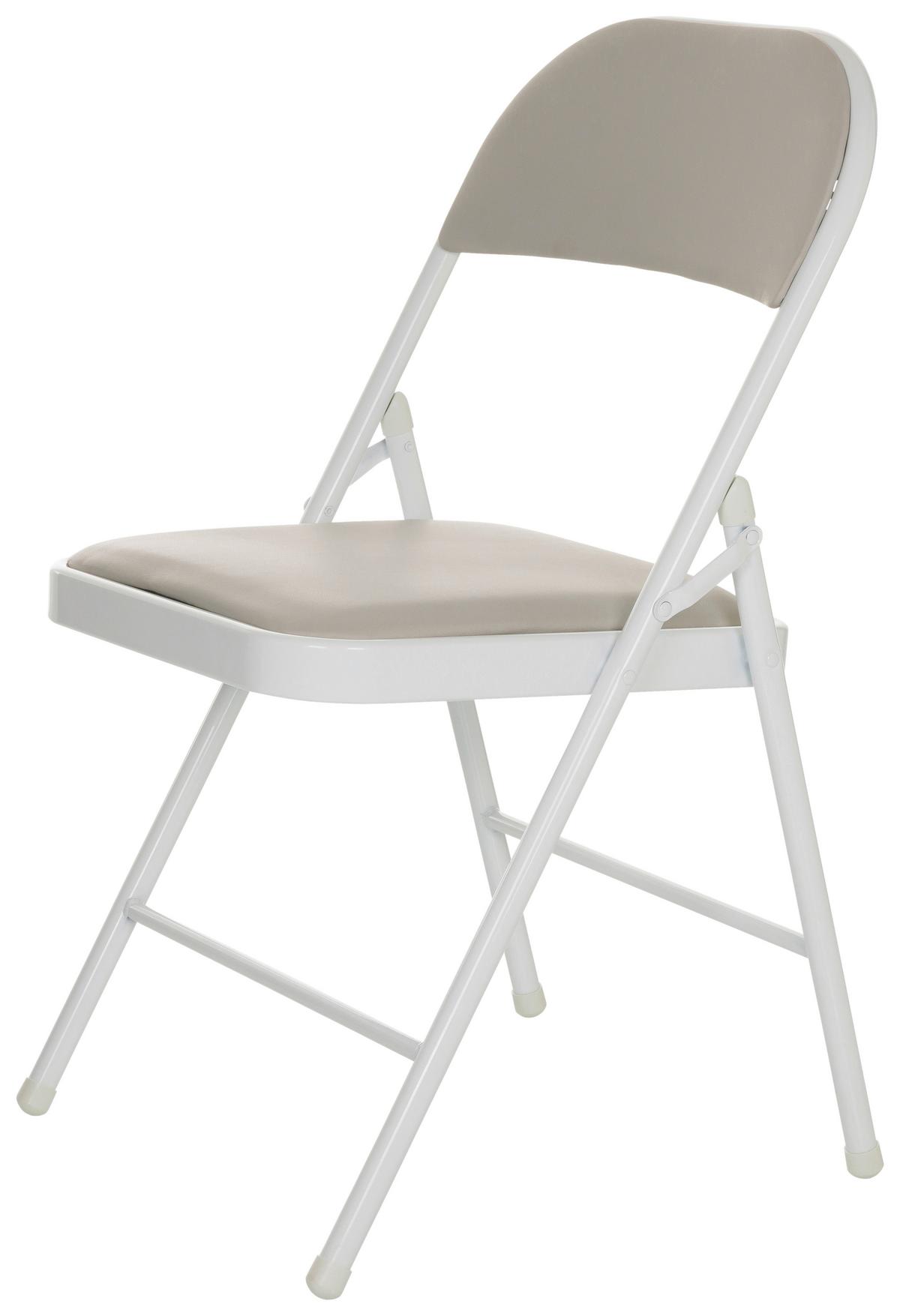 Zložljiv Stol Tudela W, Siva - siva/bela, Basics, kovina/usnje (44/80/49cm) - MID.YOU