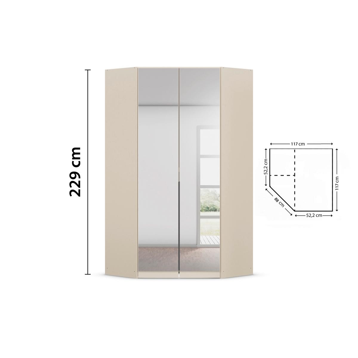 Kutni Ormar Za Odjeću Alabama - srebrne boje/prozirno, Moderno, drvni materijal (117/229/117cm) - Modern Living