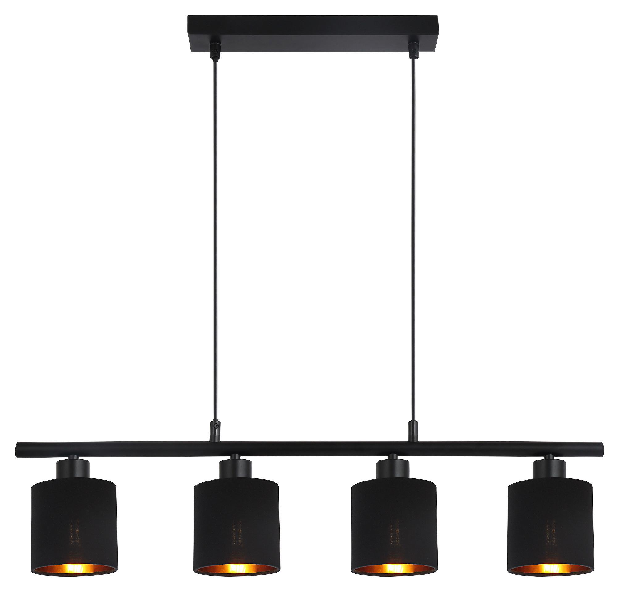 Viseča Svetilka Goldi - zlate barve/črna, Moderno, kovina/tekstil (70/10/120cm) - Modern Living