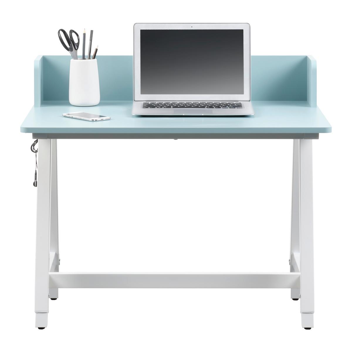 Schreibtisch Emmelie Weiss/Hellblau - Weiss/Hellblau, Modern, Holzwerkstoff/Metall (80/54-85/60cm) - Mömax