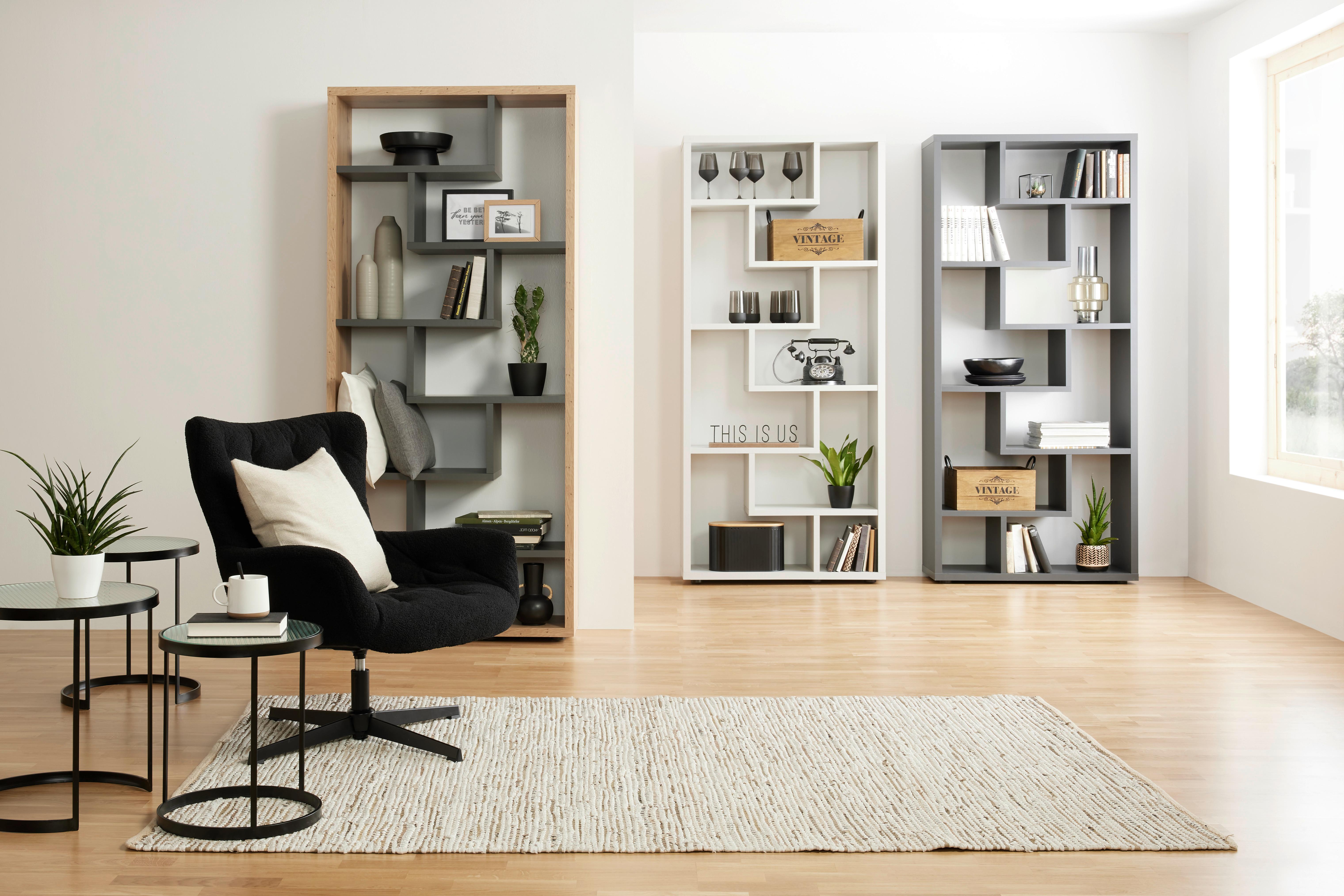 Raumteiler in Anthrazit - Anthrazit/Schwarz, MODERN, Holzwerkstoff/Kunststoff (90/199/33cm) - Premium Living