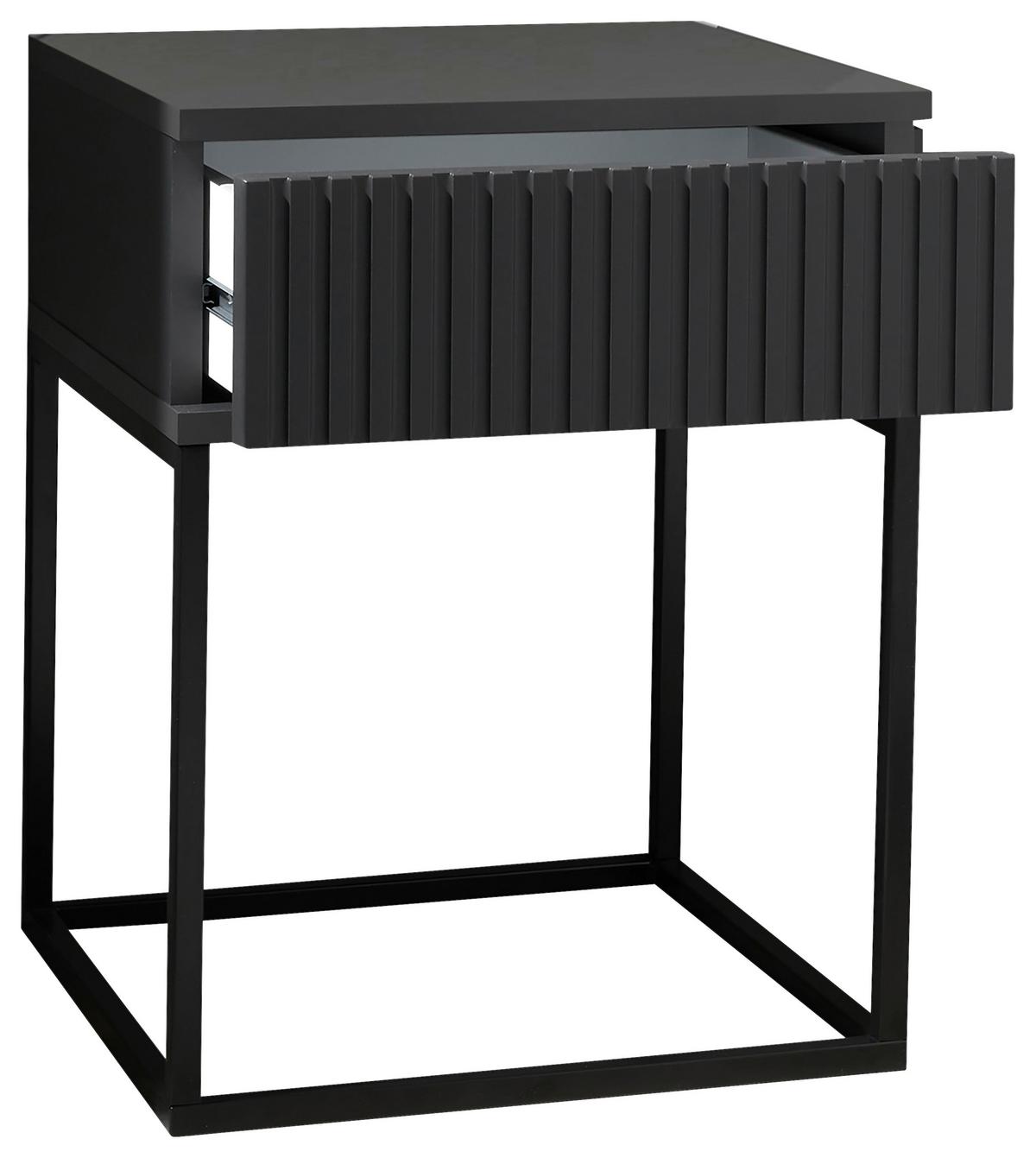 SZAFKA NOCNA MARLE - czarny/kolor grafitowy, Modern, materiał drewnopochodny/metal (40/52/38,5cm) - Livetastic