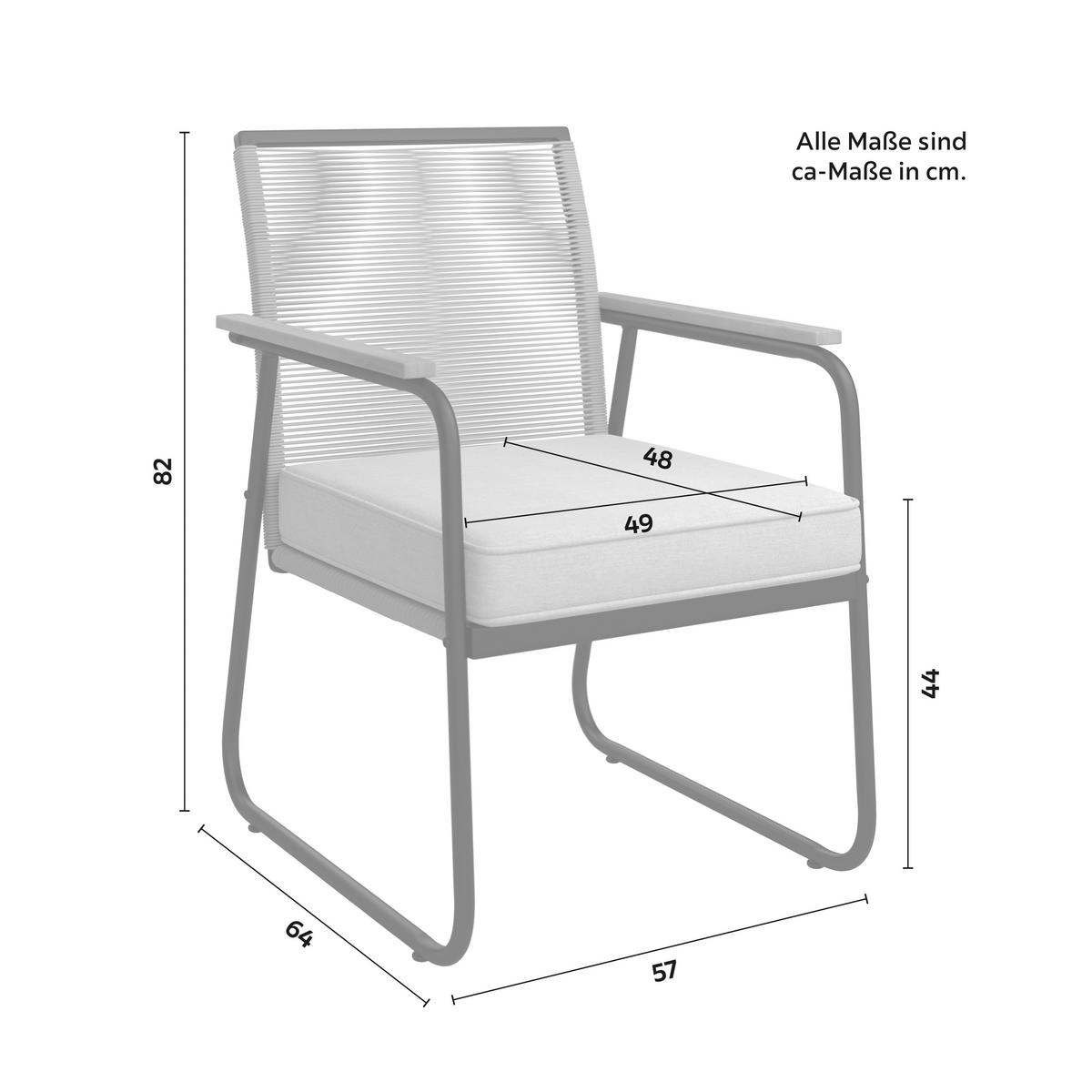 Kerti Karosszék Szett Párnával Momo 2db/szett - világosszürke/natúr színű, Modern, műanyag/textil (57/82/64cm) - Bessagi Garden