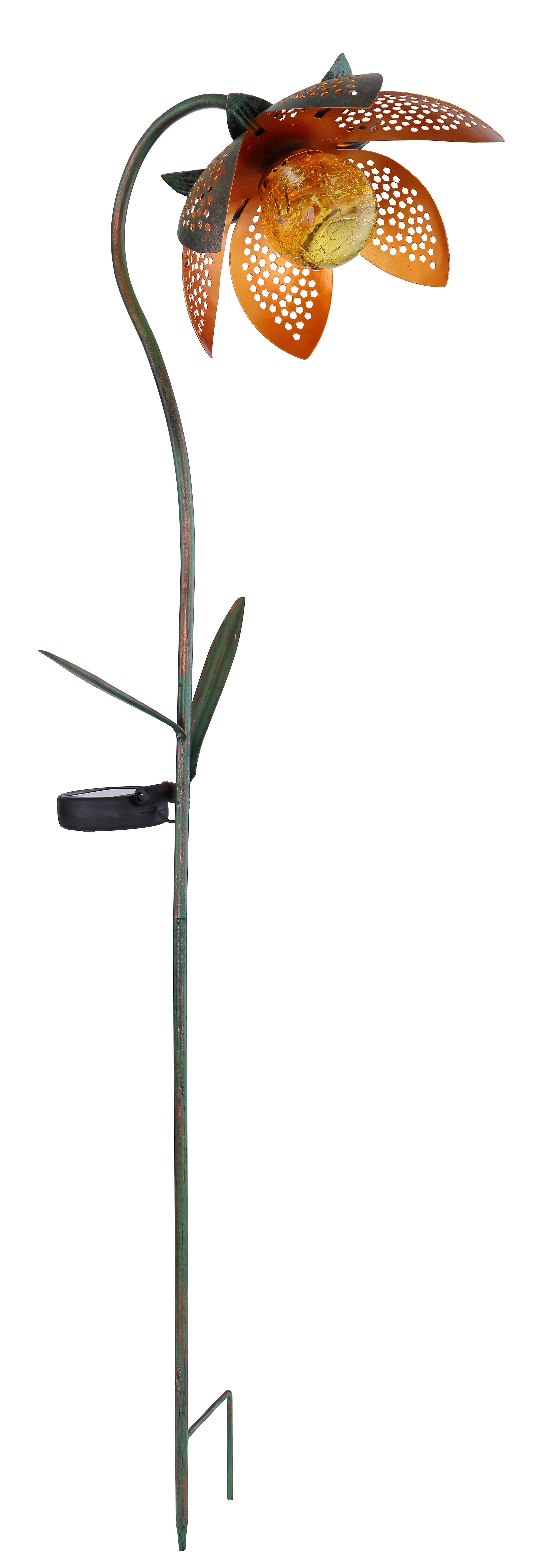 Solarna Svetilka Solar, S Sijalko - zlate barve/zelena, Basics, kovina/steklo (25/15/90cm) - Globo