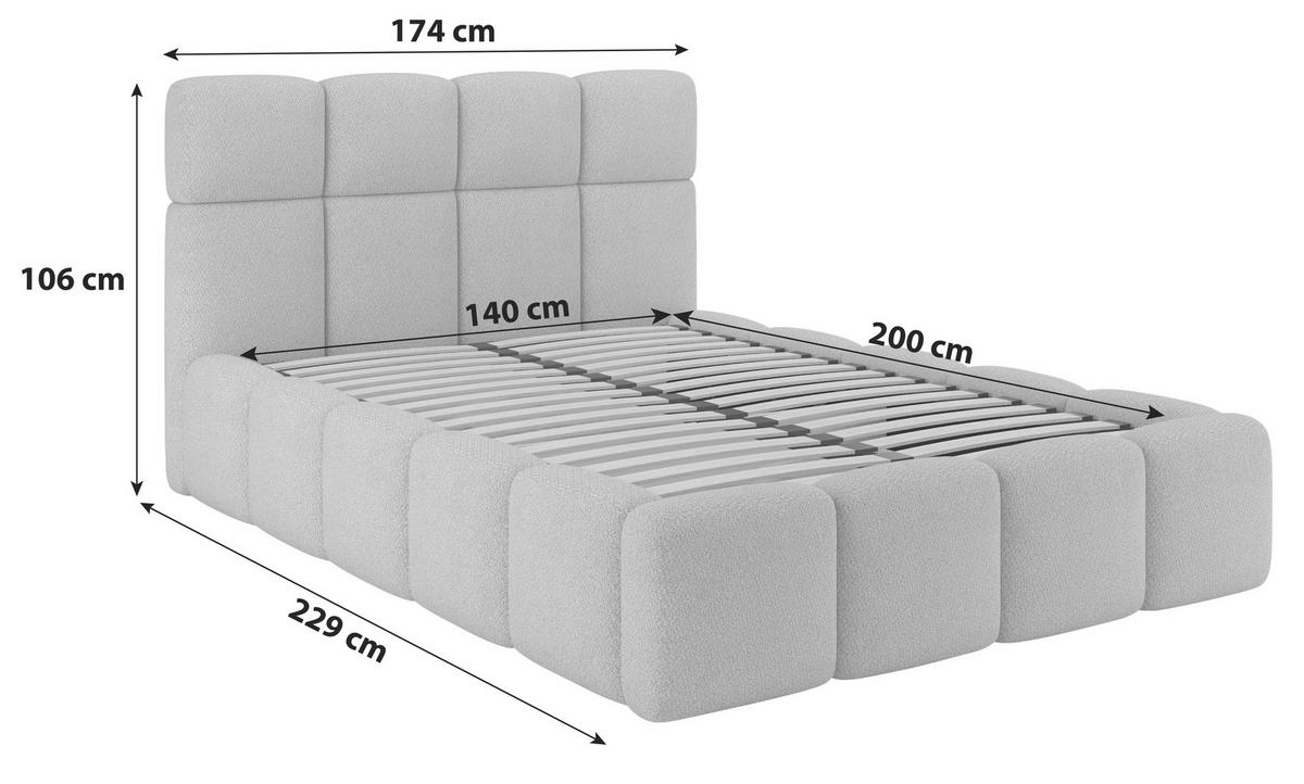 Tapecirani Krevet Cloudy - boje šampanjca, Trend, drvni materijal/metal (140/200cm) - Modern Living