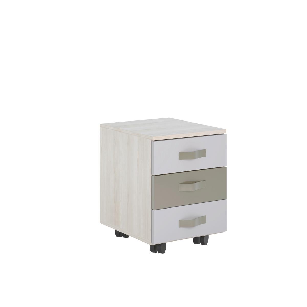 Ladičar Sephora - boje srebrnog hrasta/maslinasto zelena, Moderno, drvo/plastika (43/55/46cm) - Modern Living