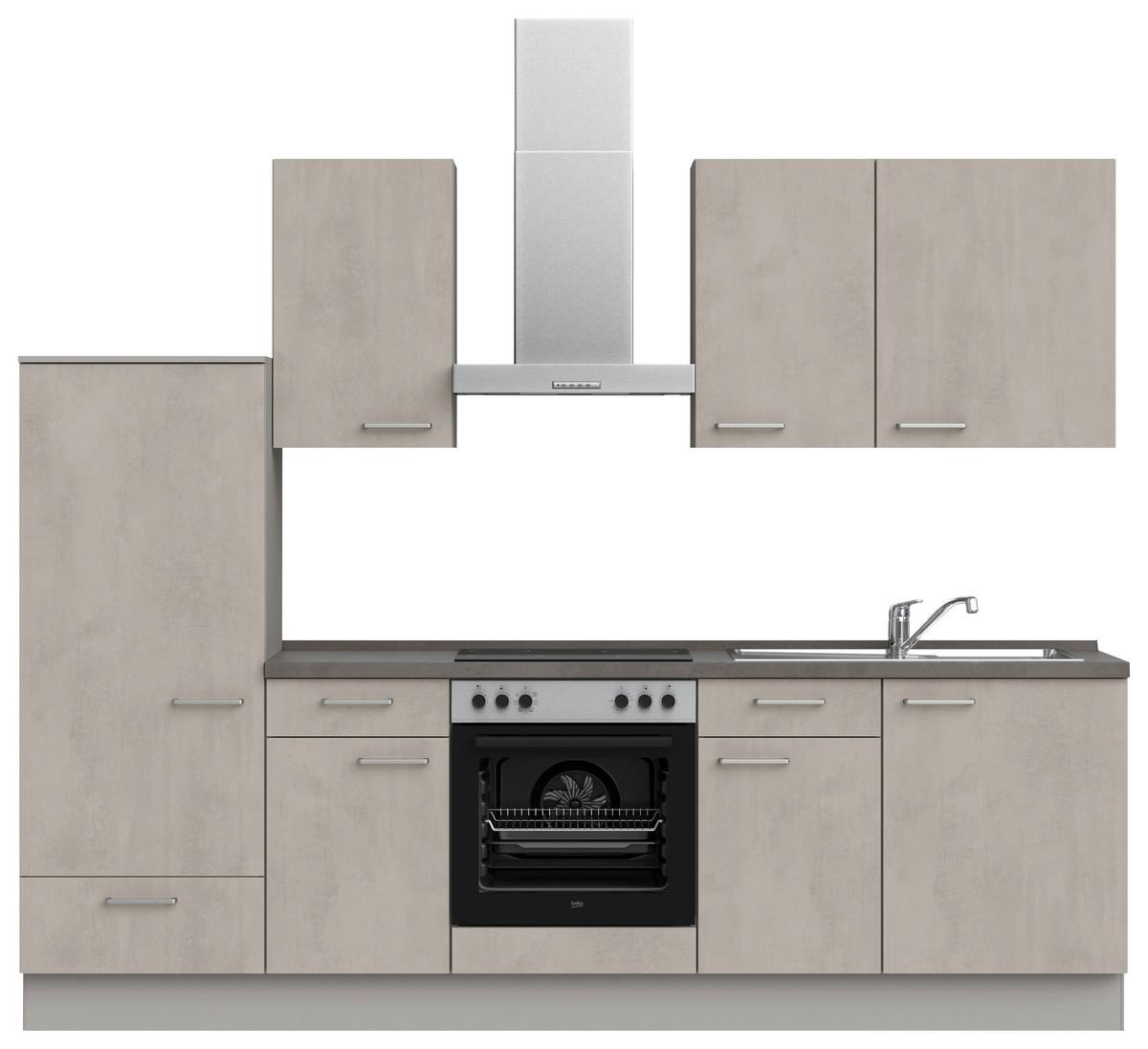 Küchenblock Riva Low m. Geräten Grau - Schieferfarben/Edelstahlfarben, MODERN, Holzwerkstoff/Metall (270cm) - Nobilia