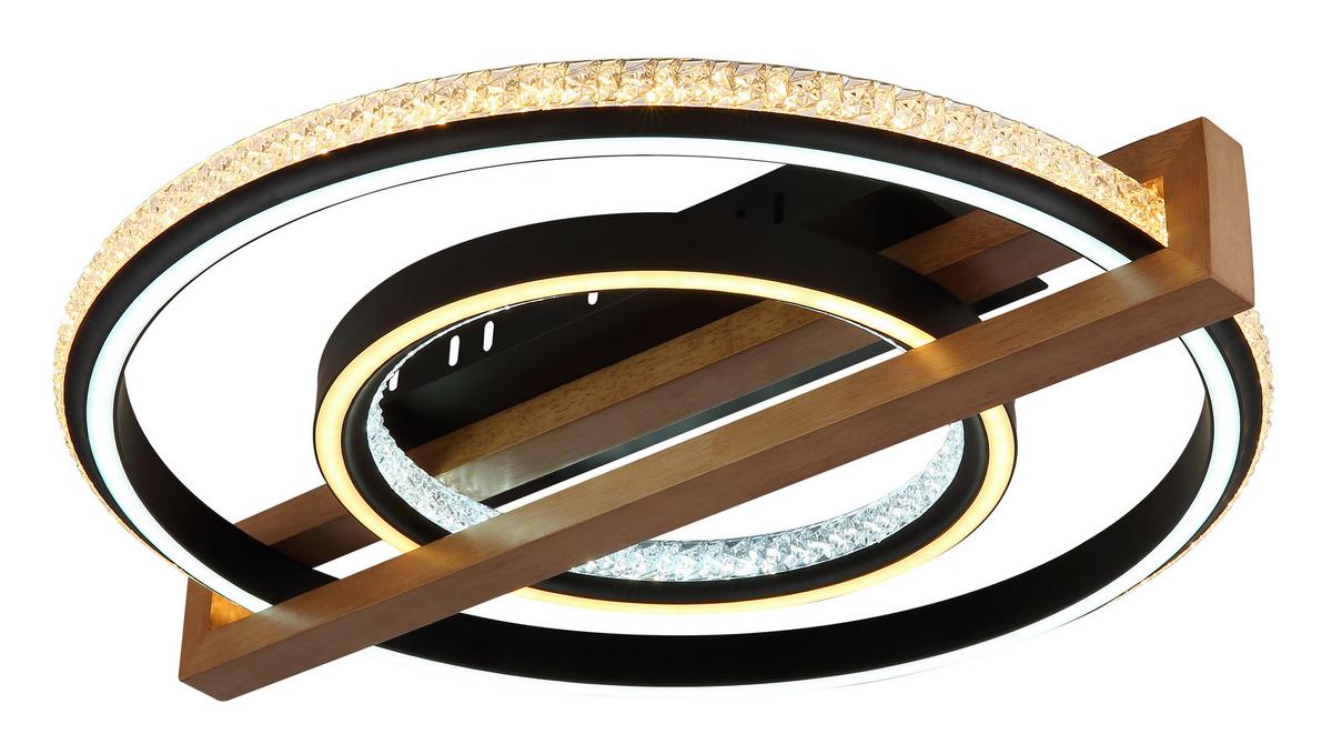 LED-DECKENLEUCHTE 48137R  DELORIS - Klar/Dunkelbraun, Basics, Holz/Kunststoff (50/55/11,5cm) - Globo